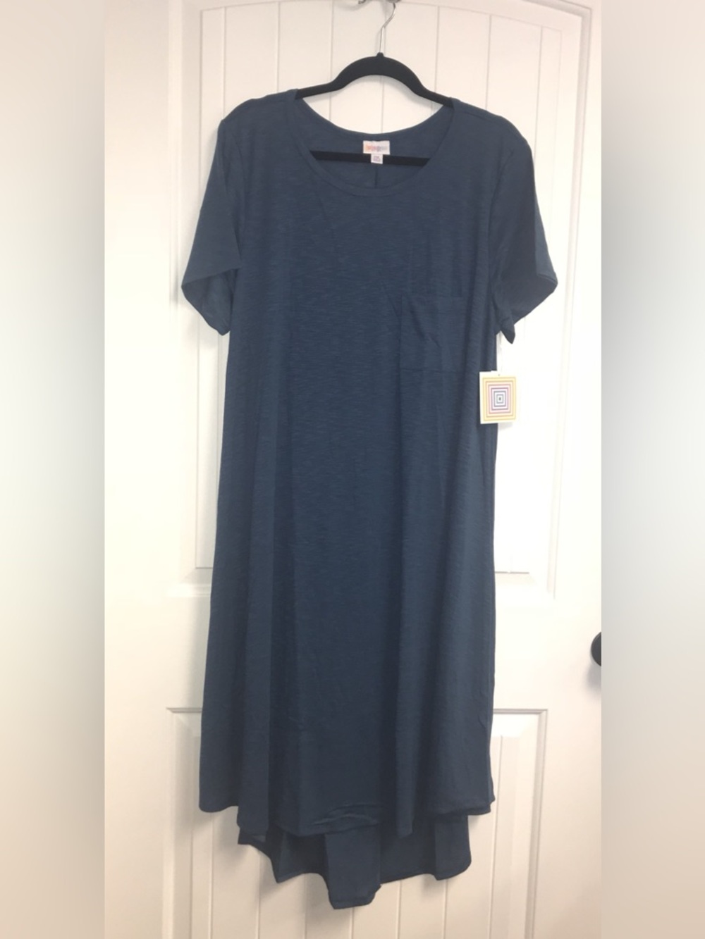 LuLaRoe Carly Blue Short-Sleeve High-Low Dress